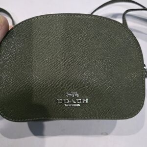 New Coach Olive Green Leather Mini Crossbody